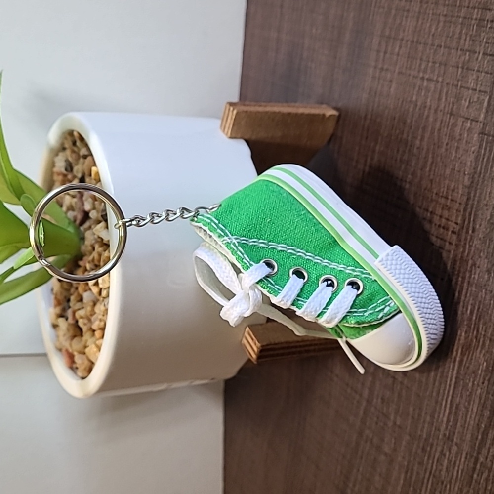 Green Canvas Sneaker Keychain Miniature‎ Shoe Charm Bag Accessory Cute